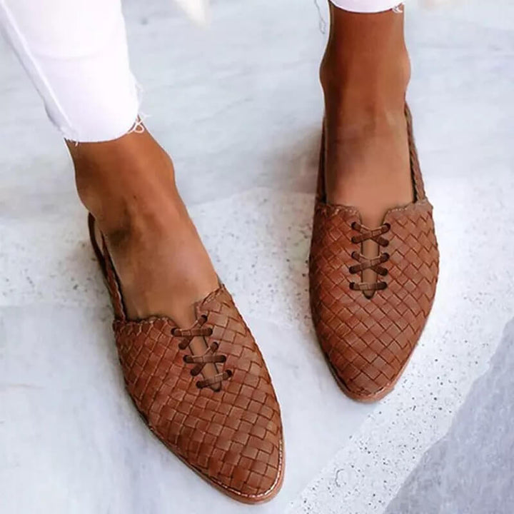 Elegant hand-woven leather slippers for women - Clara