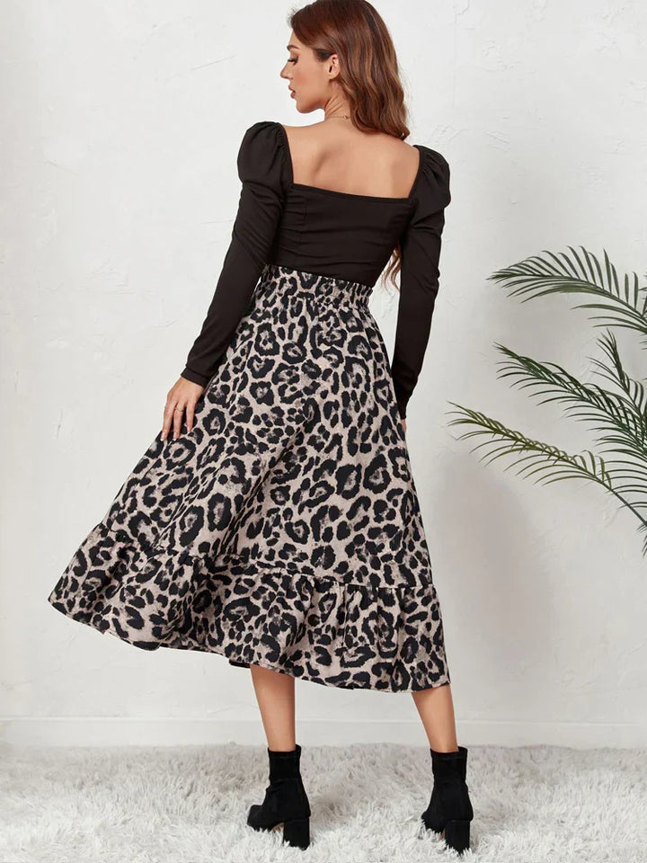 Xenia - Long Flowing Leopard Skirt