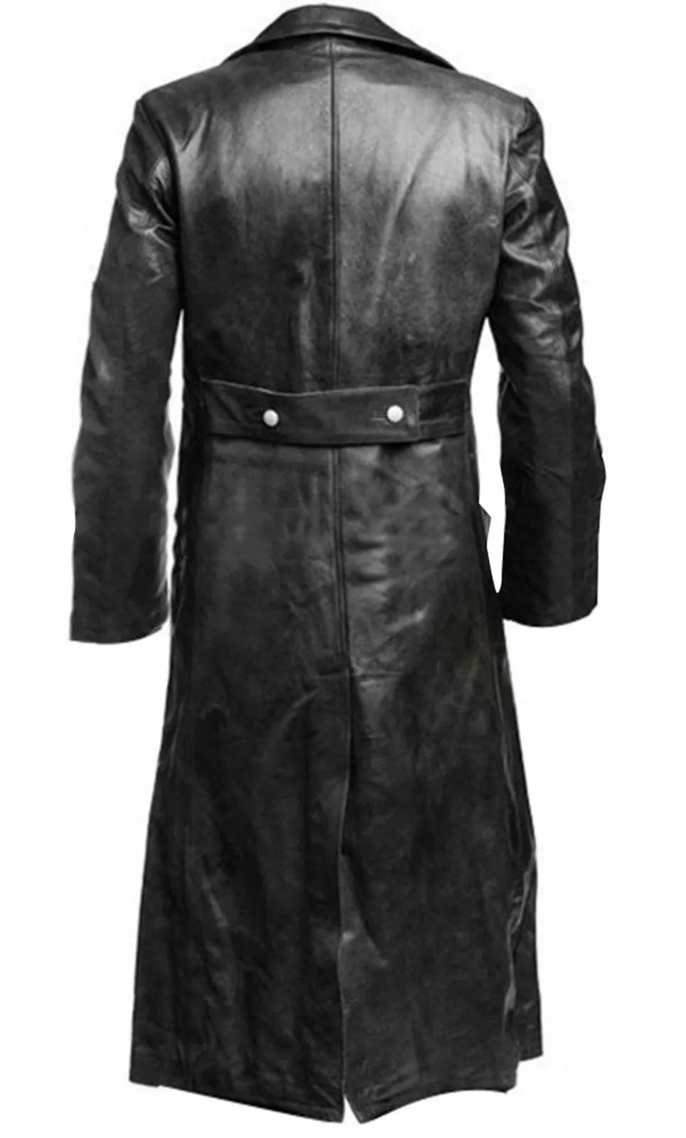 Ethan™ - Black Leather Trench Coat