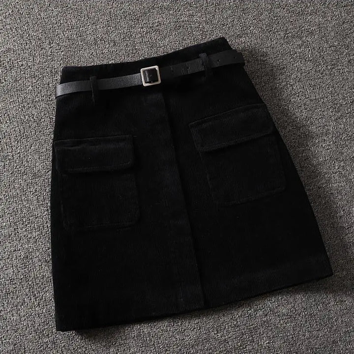 Cecilia - Mini skirt In ribbed velvet pocket