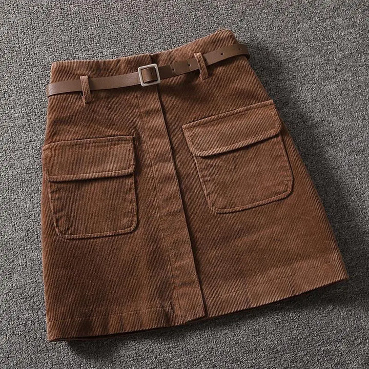 Cecilia - Mini skirt In ribbed velvet pocket