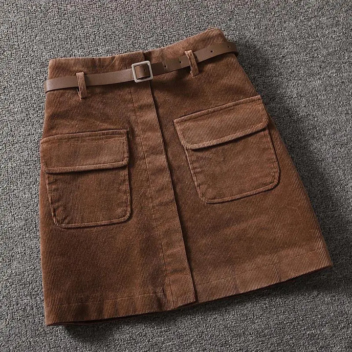 Cecilia - Mini skirt In ribbed velvet pocket