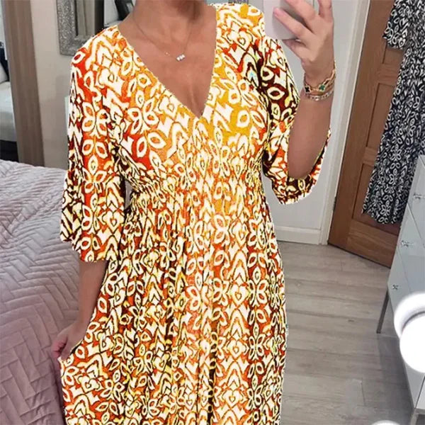 Lily™ - V-Neck Floral Dress