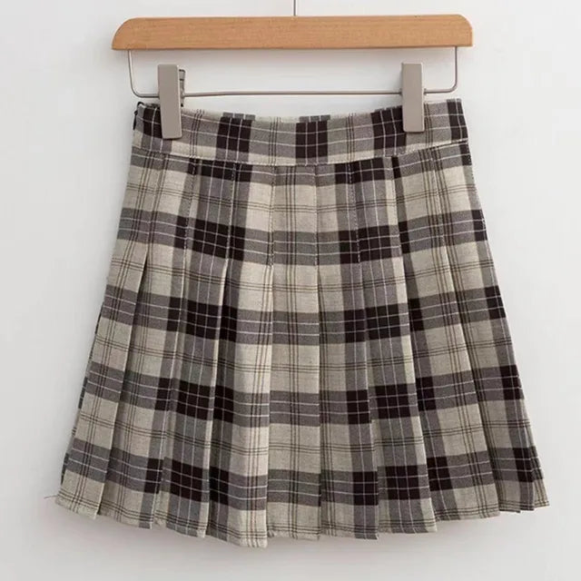 Frida - Pleated checked mini skirt