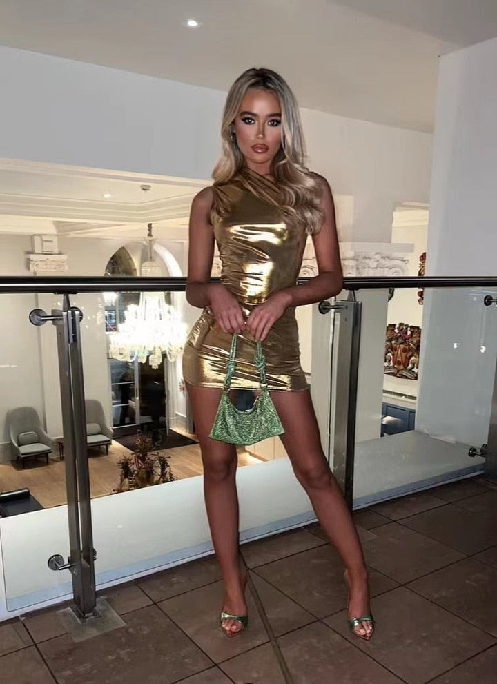 Alyanna - Shimmering Metallic Mini Dress