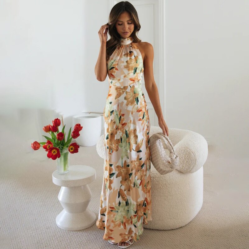 Nuala - Elegant Halter Maxi Dress