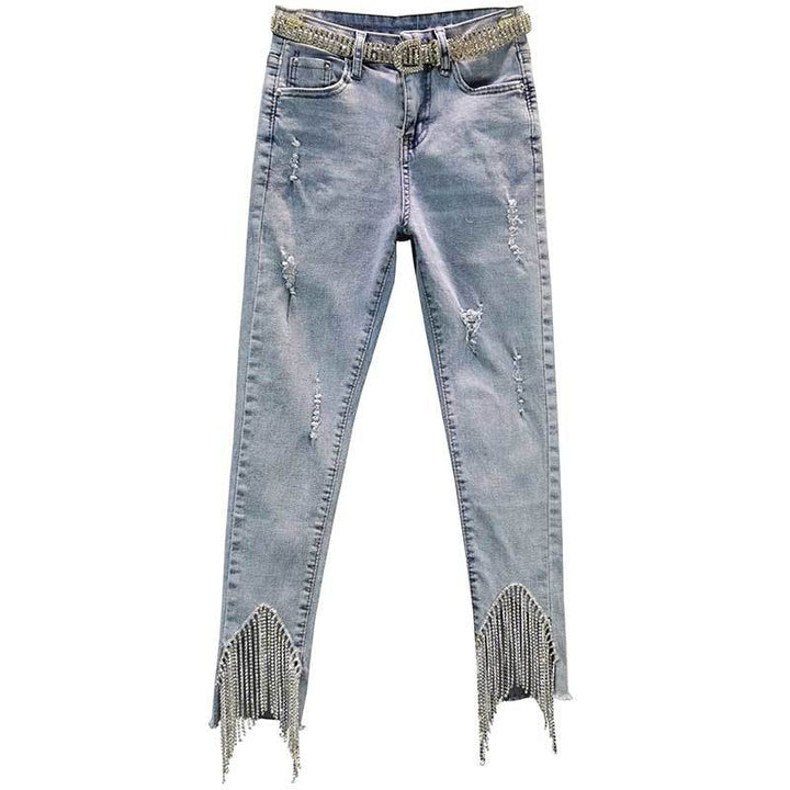 Bella™ - Rhinestone Fringed Jeans