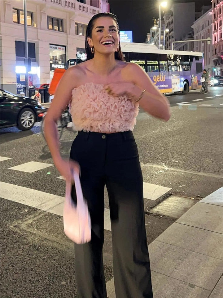 Elegant Pink Strapless Top for Women - A Must-Have for Every Wardrobe