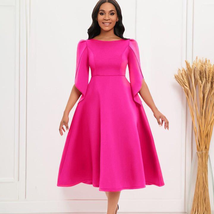 Elegant A-line Midi Dress from Lux