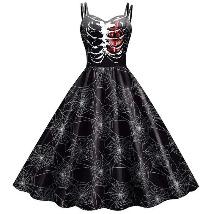 Rinske - Elegant Gothic Print Dress