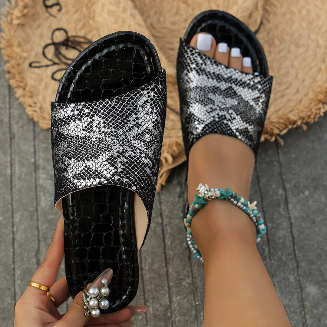 Felicity - Elegant Sandals for Women with Snakeskin Print