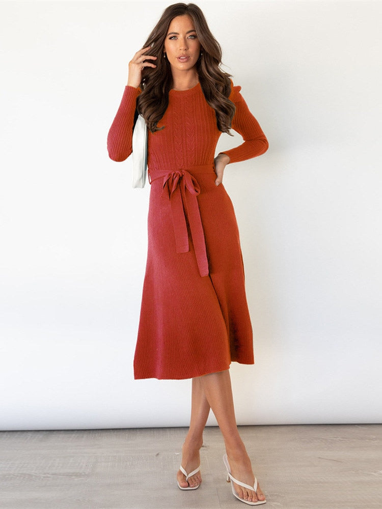 Pasbie - Elegant Knitted Midi Dress for a Chic Appearance