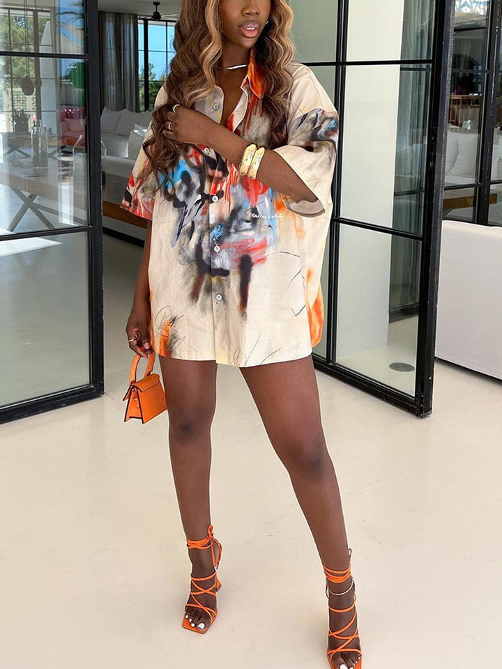 Stylish Oversized Blouse with Print for Women - Ofelia
