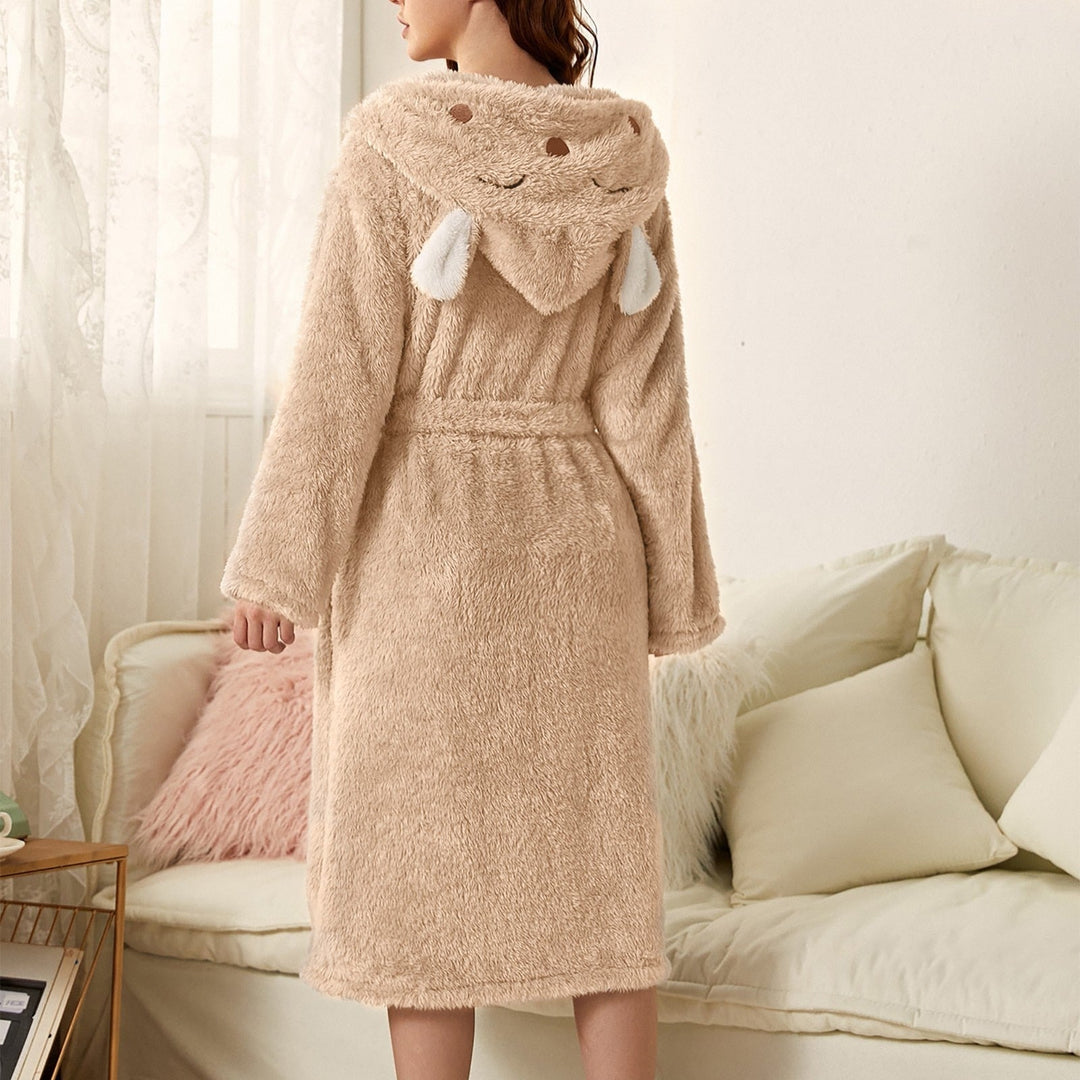 Brinley - Stylish Thick Flannel Hooded Bathrobe for Women for a Cozy Autumn Feeling