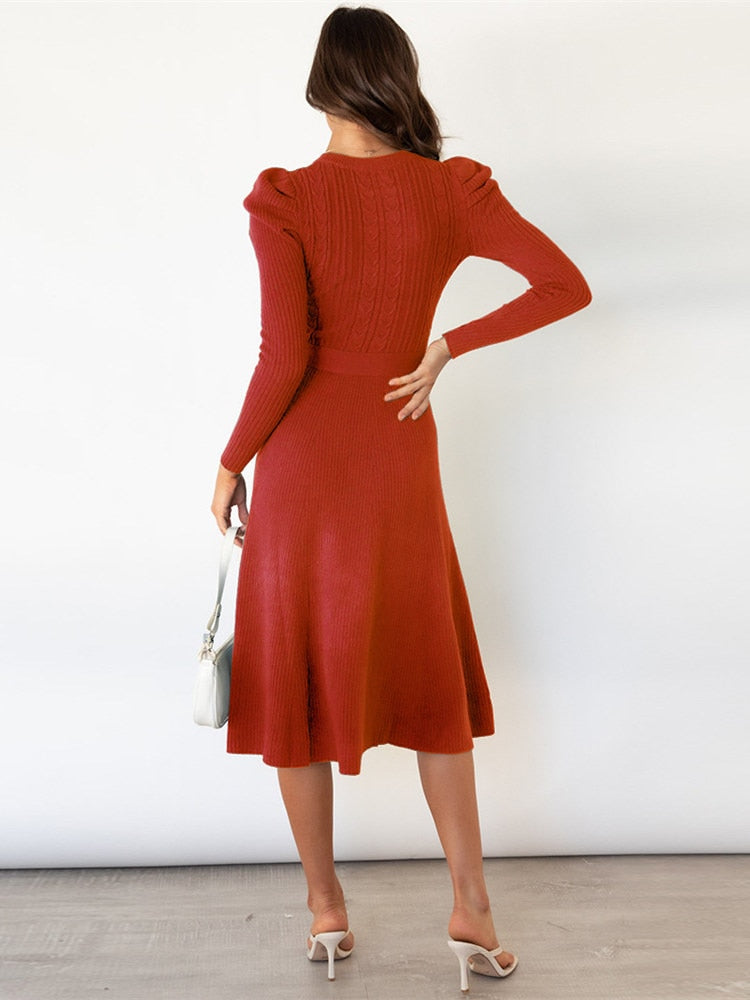 Pasbie - Elegant Knitted Midi Dress for a Chic Appearance