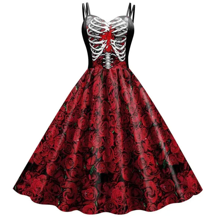 Rinske - Elegant Gothic Print Dress