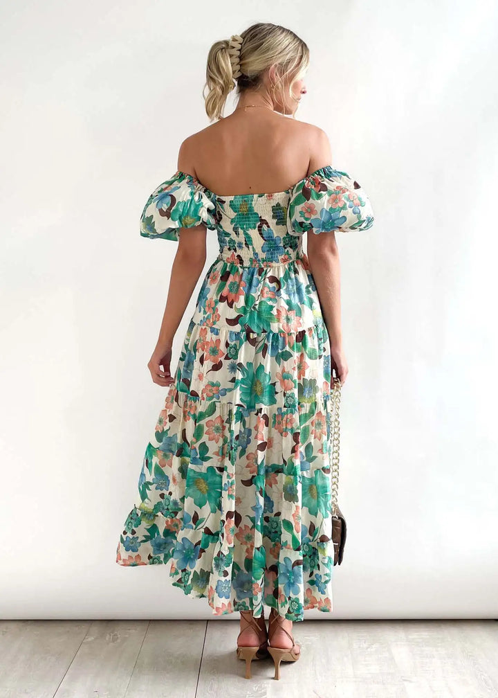 Glenda - Enchanting Midi Dress with Floral Print