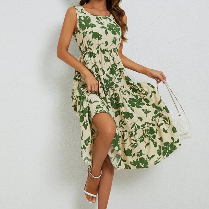 Airene - Elegant Midi Dress with Floral Pattern