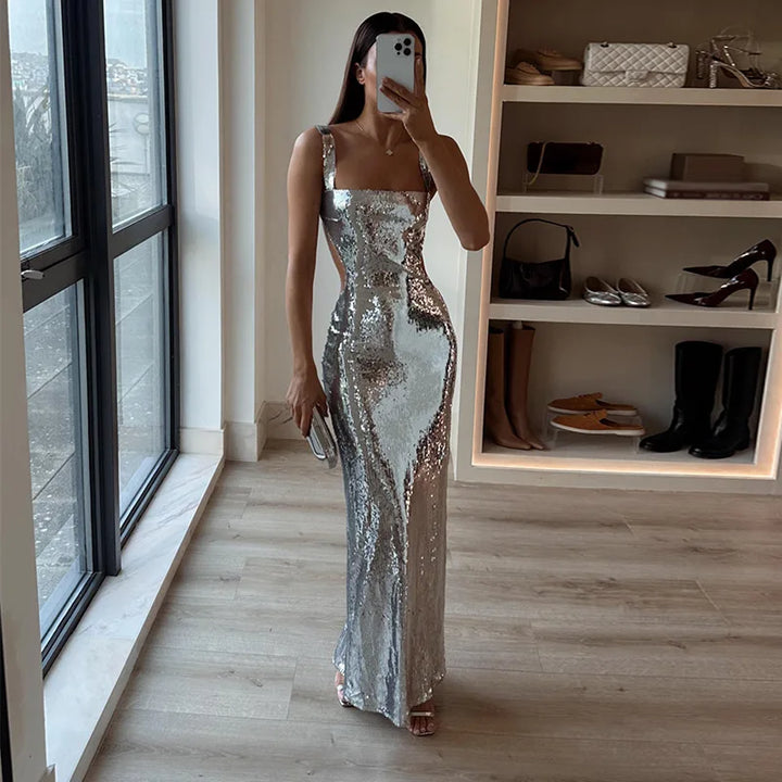 Maya™ - Silvery Maxi Dress