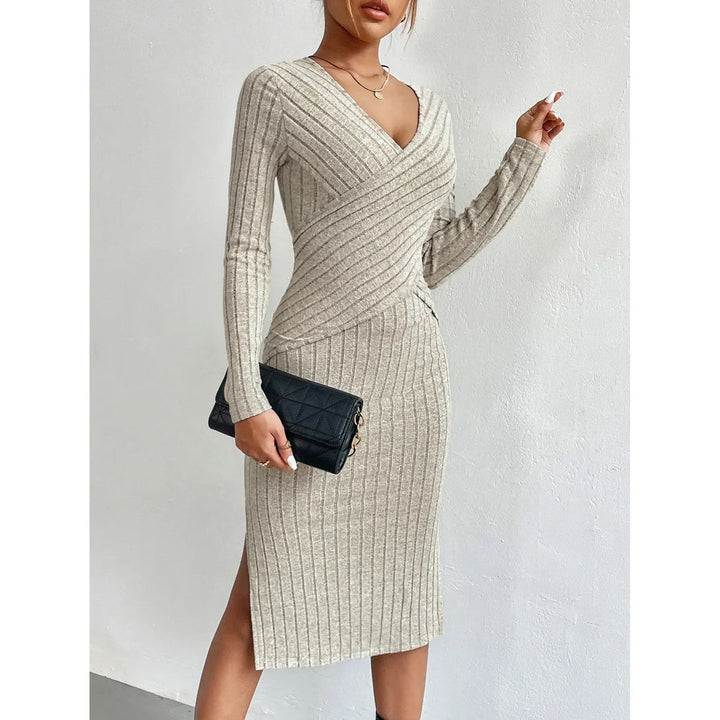 Renita - Stylish Ribbed Midi Dress