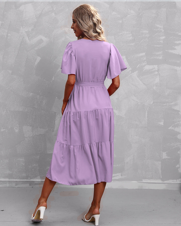 Sophisticated Midi Dress with Elegant Ruffles by Pearl