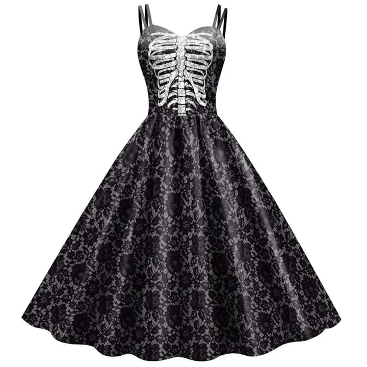 Rinske - Elegant Gothic Print Dress