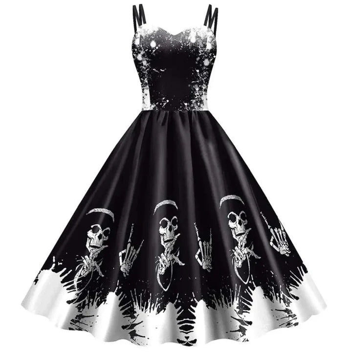 Rinske - Elegant Gothic Print Dress