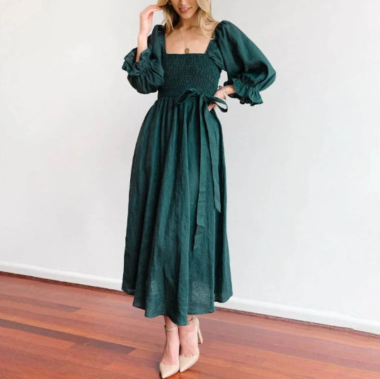 Nina™ - French Dress with Ruffled Sleeves