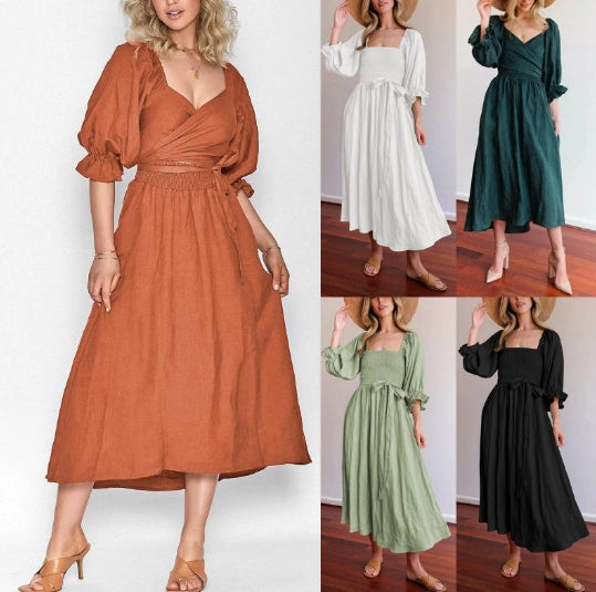 Nina™ - French Dress with Ruffled Sleeves