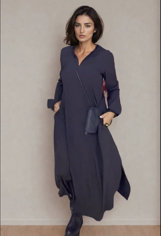 Daria™ - Long Stretch Cotton Dress with Pockets