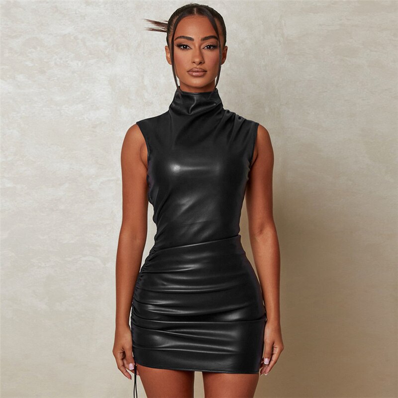 Bethan - Chic Leather Mini Dress