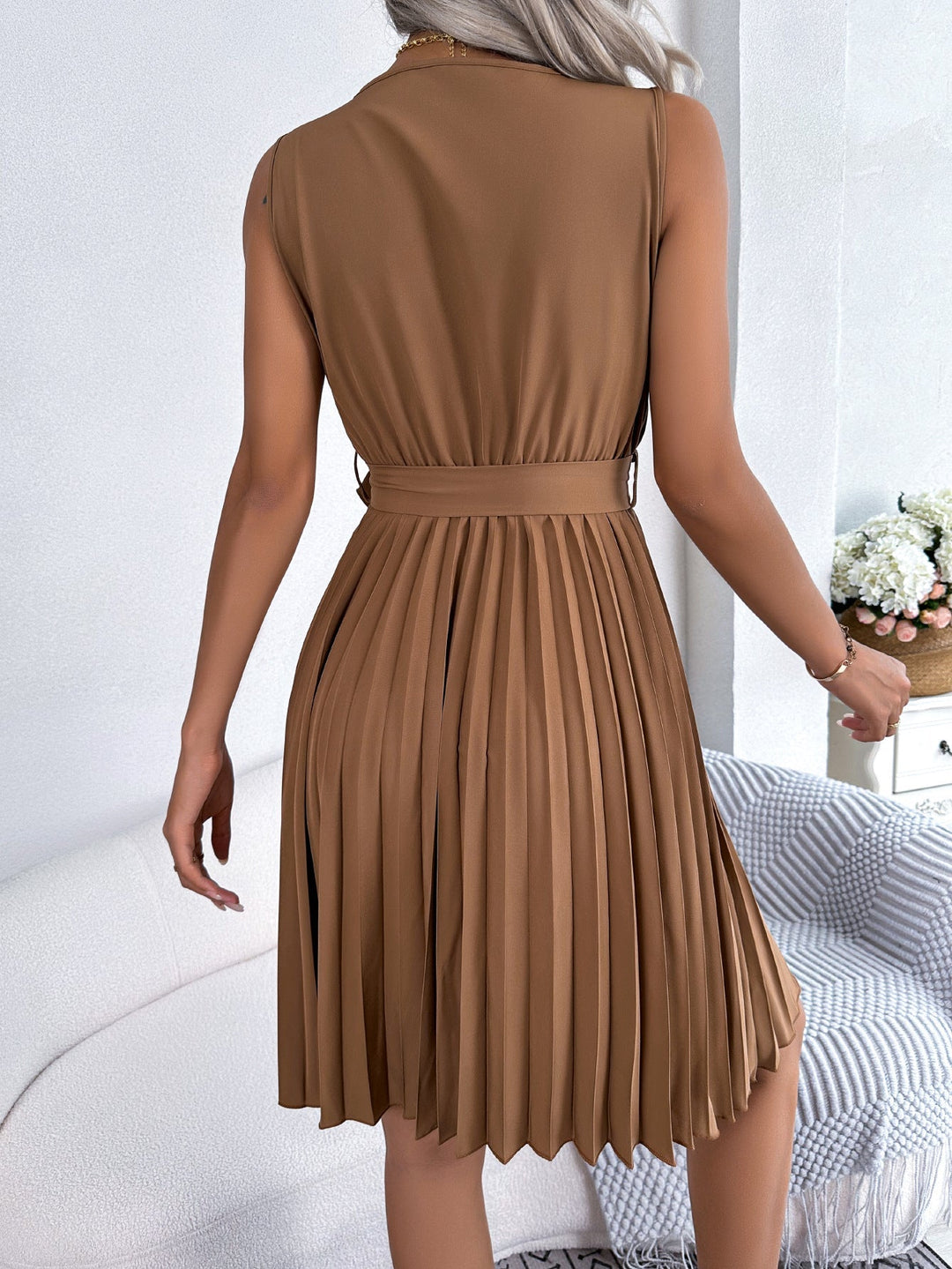 Cathy - Stylish Pleated Mini Dress