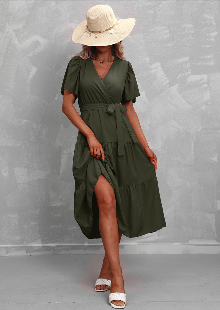 Sophisticated Midi Dress with Elegant Ruffles by Pearl