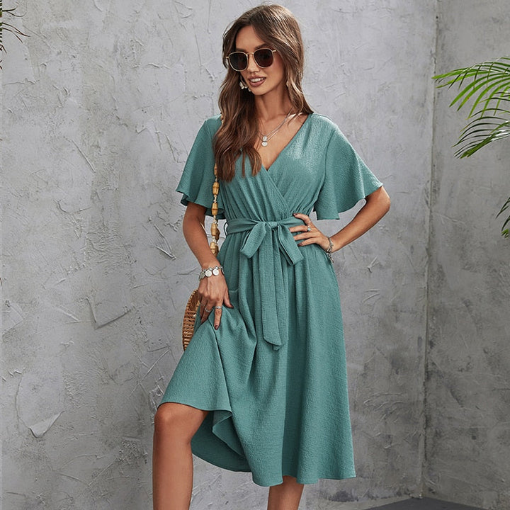 Brynlee - Chic Wrap Midi Dress