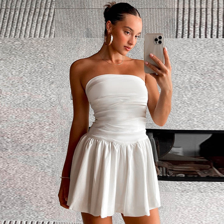 Zarla - Trendy Strapless Mini Dress