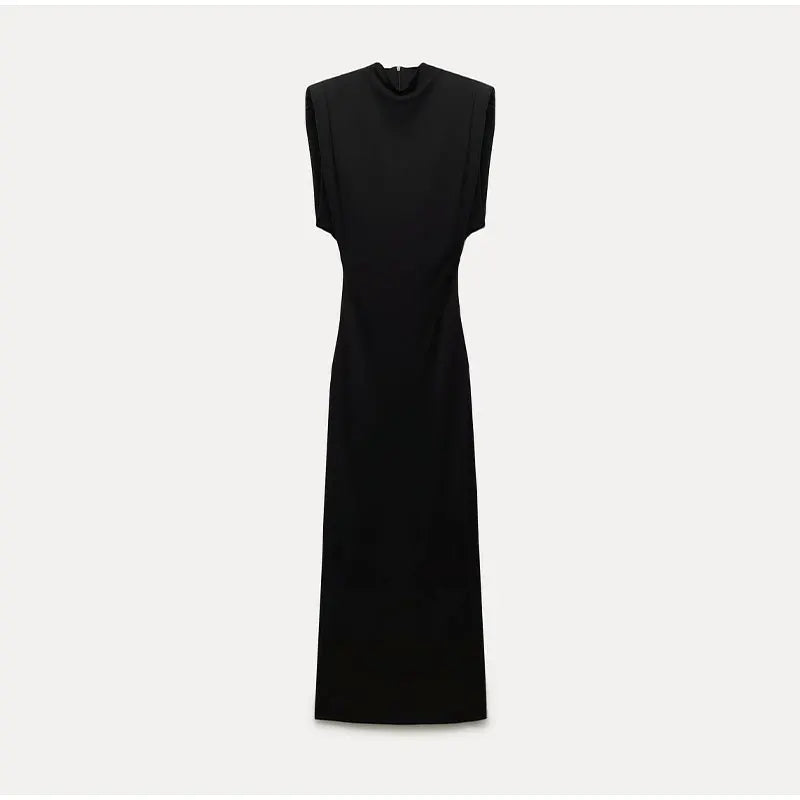 Sienna™ - Elegant Black Midi Dress