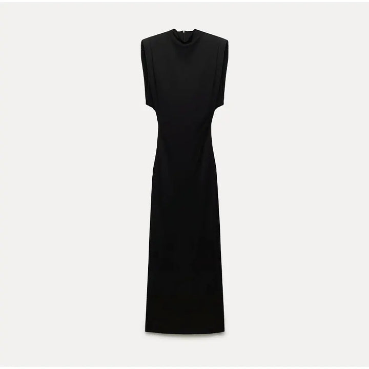 Sienna™ - Elegant Black Midi Dress