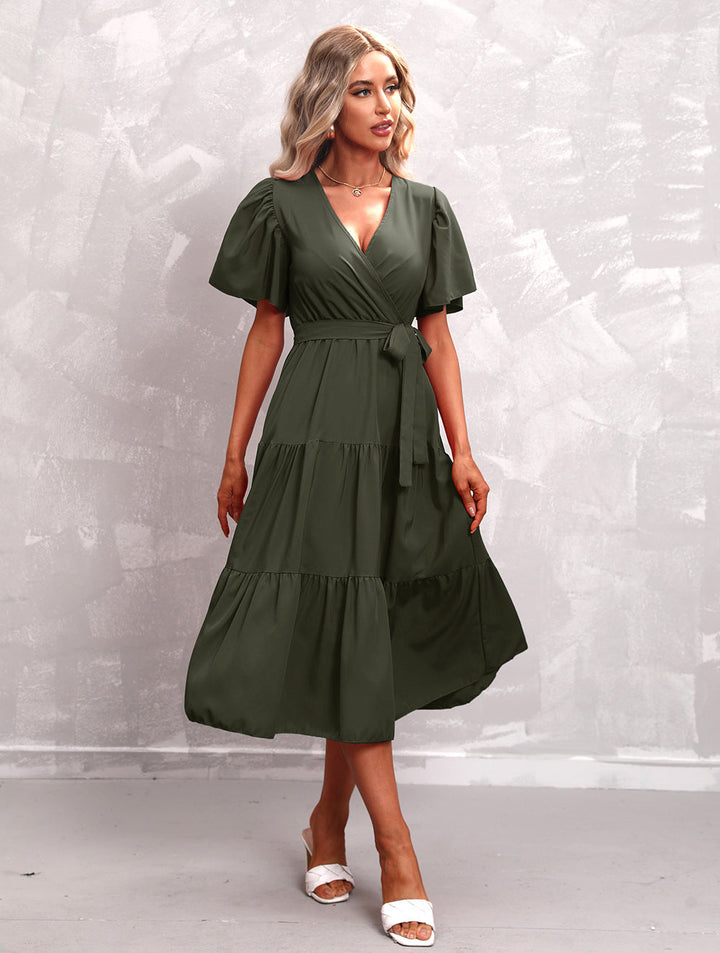 Sophisticated Midi Dress with Elegant Ruffles by Pearl