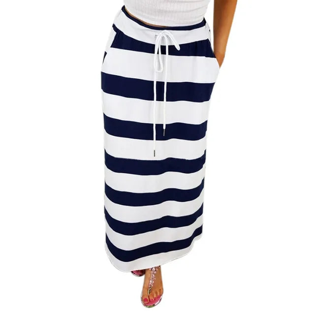 Ximena - Fashionable Stripe Maxi Skirt