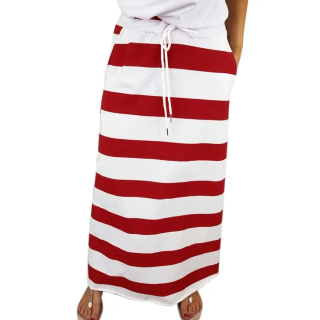 Ximena - Fashionable Stripe Maxi Skirt