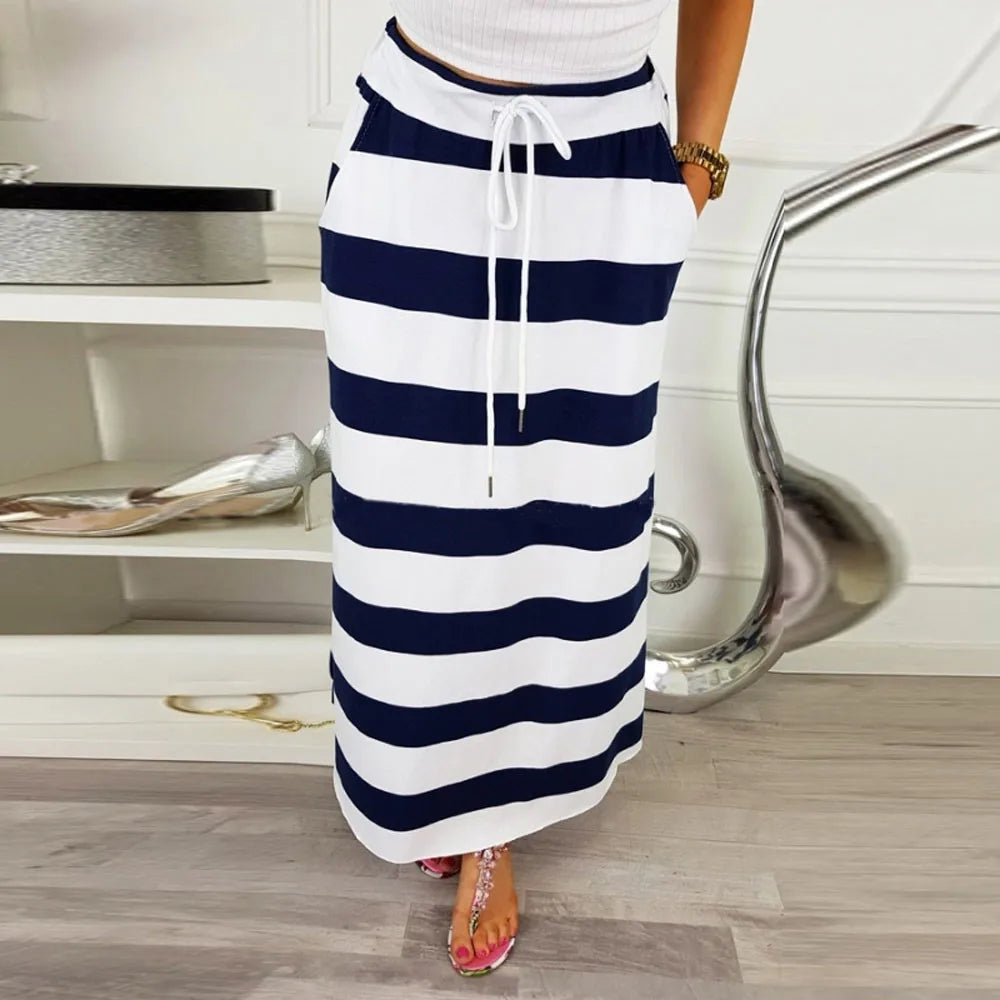 Ximena - Fashionable Stripe Maxi Skirt