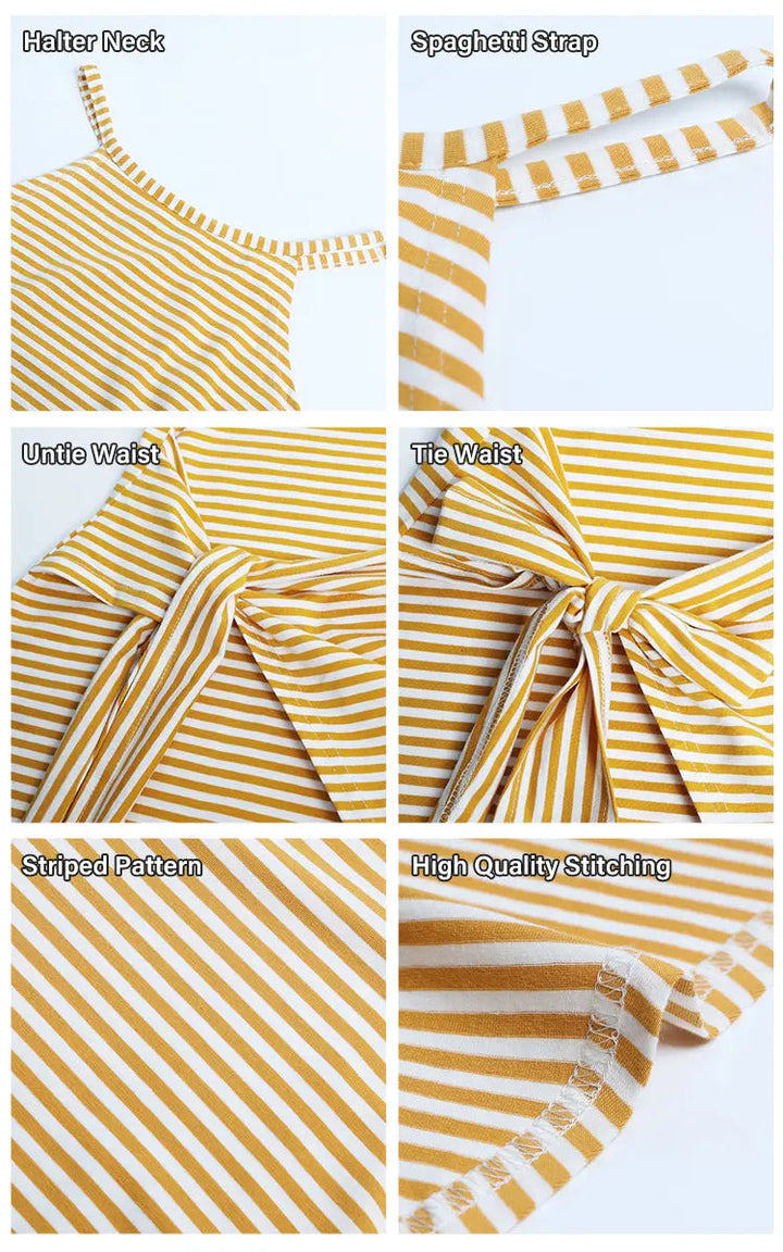 Chloe™ Striped Halter Neck T-Shirt Dress