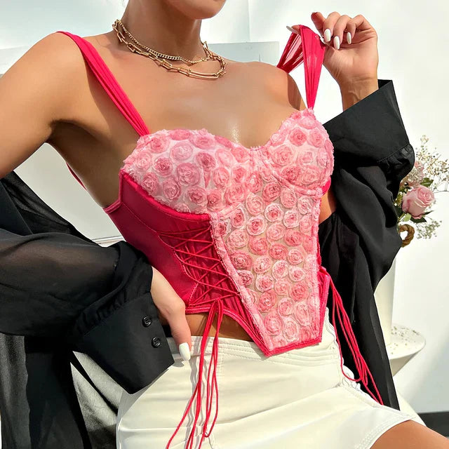 Lily - Elegant Pink Corset Top for Ladies