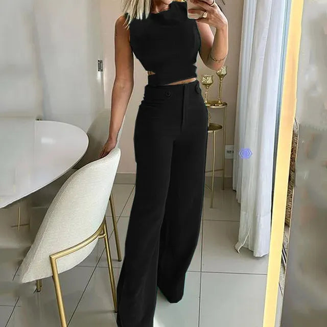 Alice™ - Chic cropped top and high waist pants set