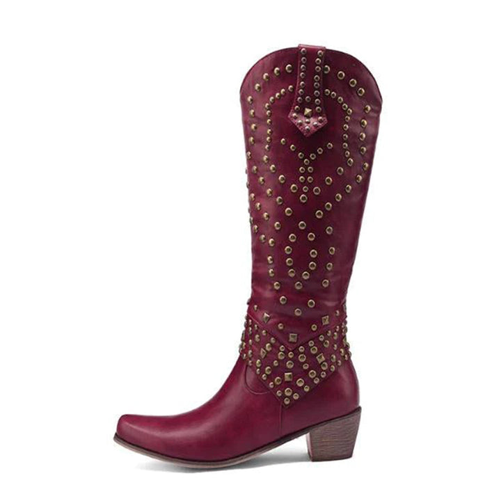 JOAN - Stylish Boots with Chic Metallic Studs and Elegant High Heel