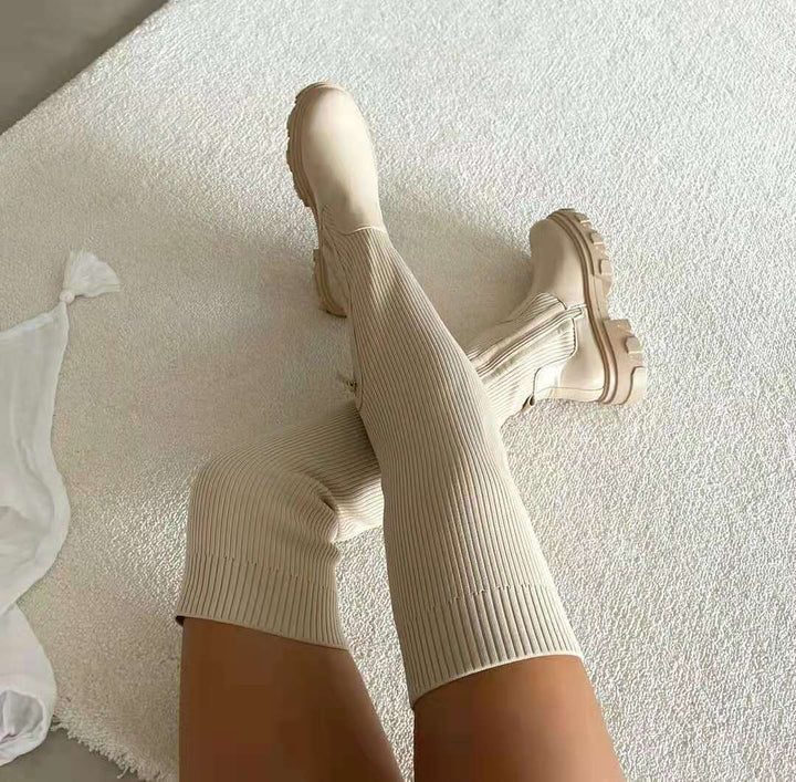 Camilla - Elegant knitted boots with a sophisticated high fit