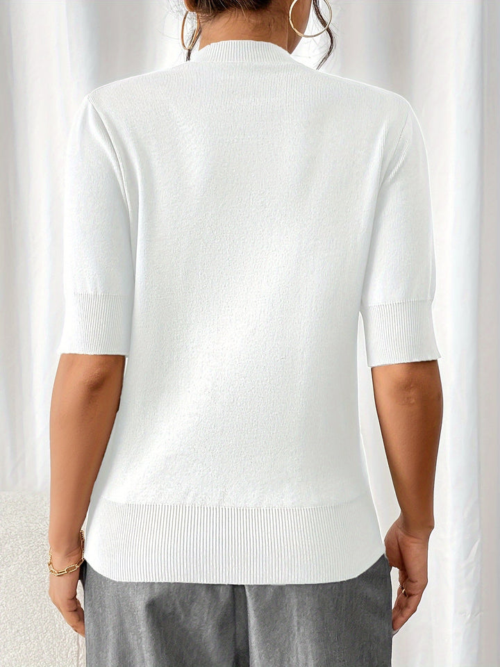 Chic Summer Knit Mock Neck Top for Women | Elise