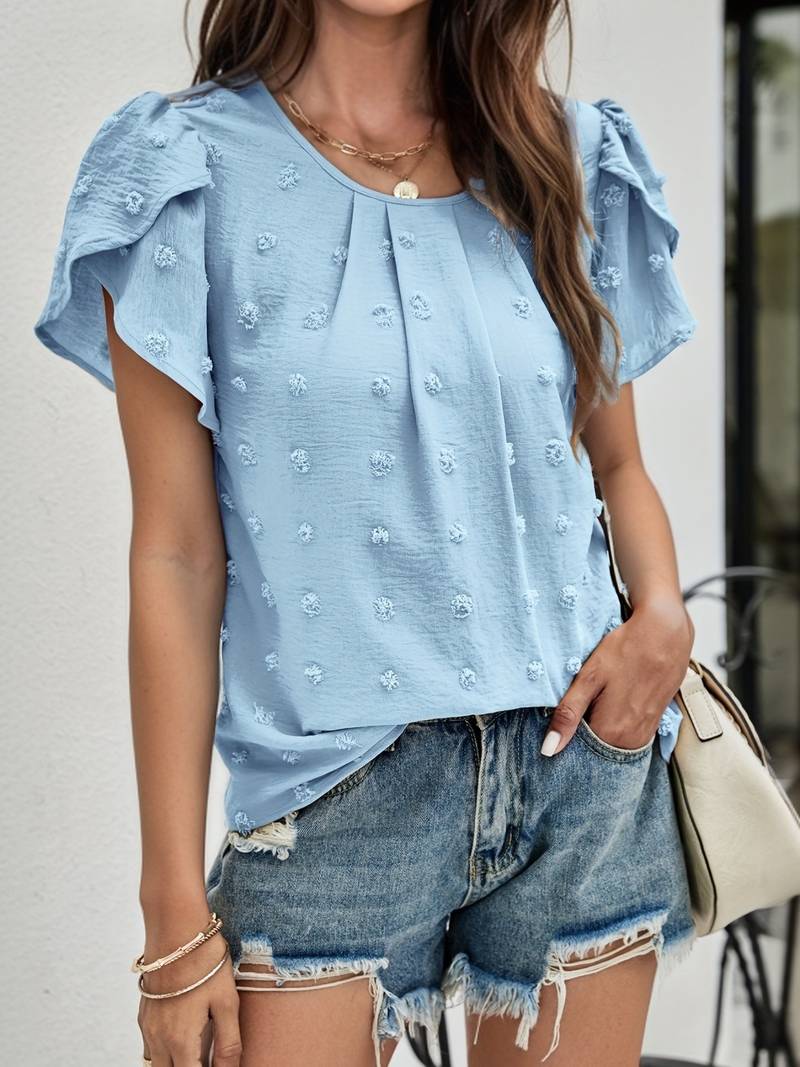 Charice - Enchanting Swiss Shirt with Petal Sleeves for Women