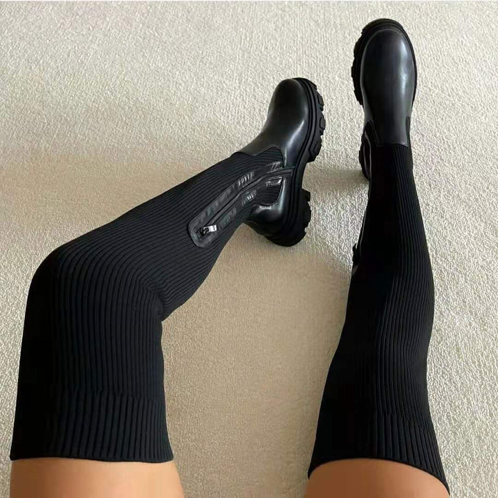 Camilla - Elegant knitted boots with a sophisticated high fit