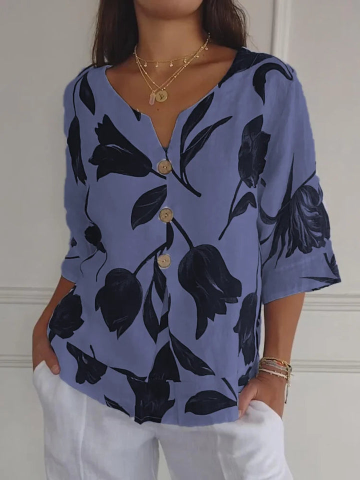 Maica - Stylish V-neck Top with Trendy Oversized Sleeves for Women